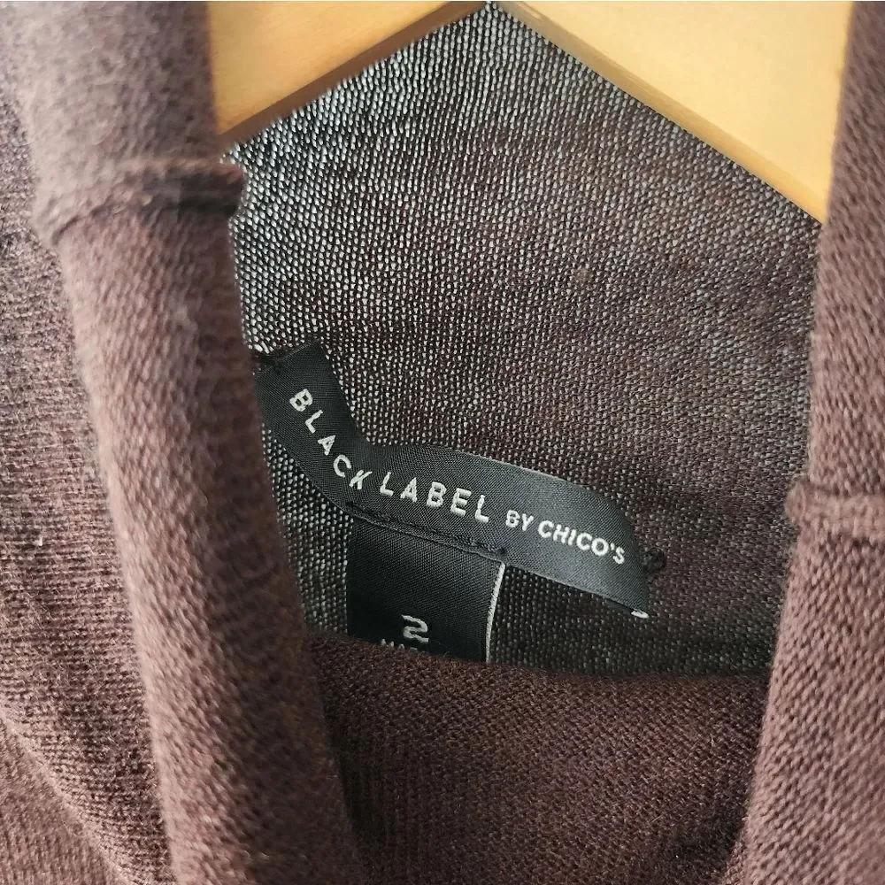 Chico's black label silk cashmere blend mockneck sweater blouse